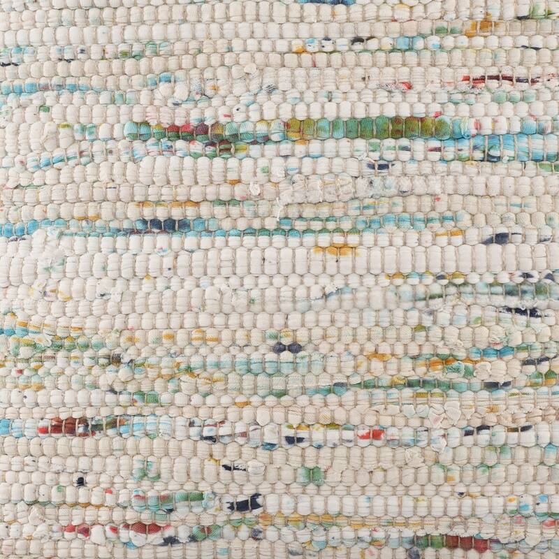 HomeRoots 20" X 20" Green And Off-White 100% Cotton Abstract Zippered Pillow
