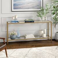Hera 64'' Wide Rectangular Console Table with Glass Shelf - 64