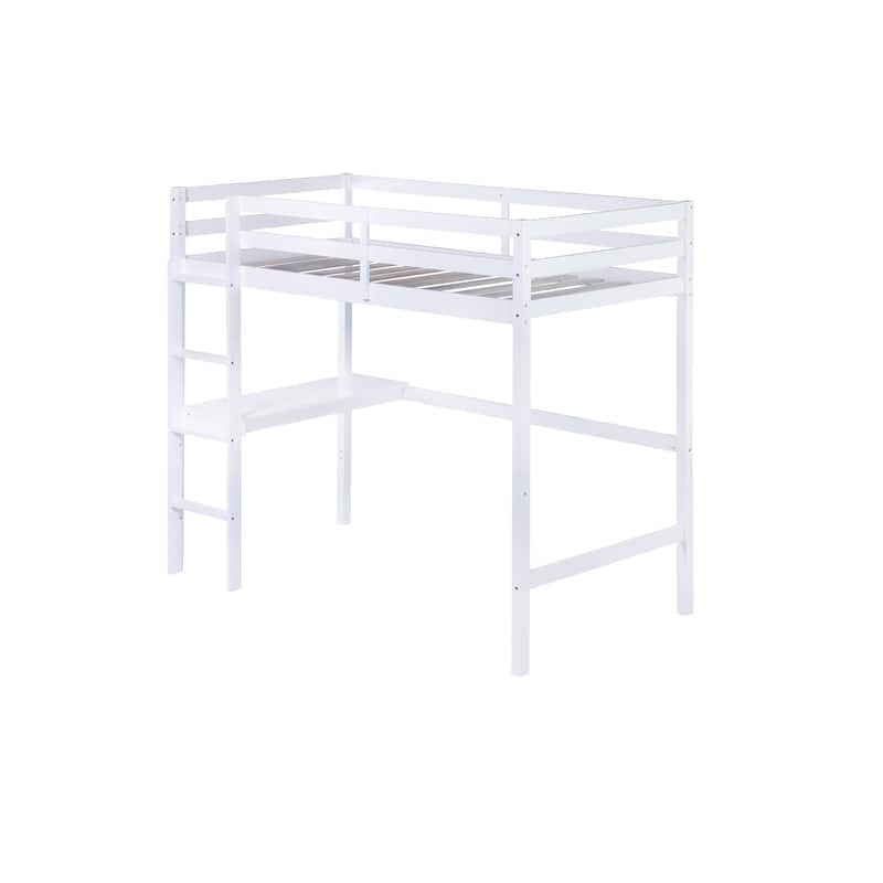 High Loft Bed with Safety Guardrail,built-in desk,ladder,