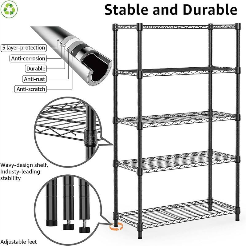 Storage Shelving - 13.7"D x 23.6"W x 62.4"H