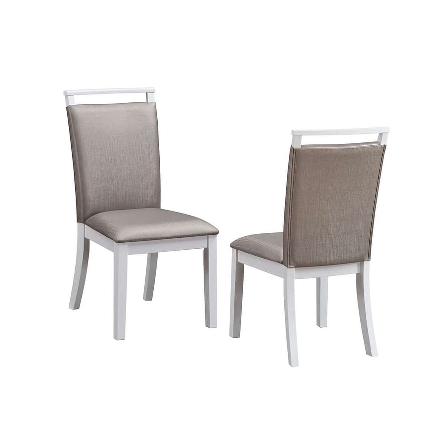 Upholstered Dining Room Side Chairs, Set of 2, Gray/White