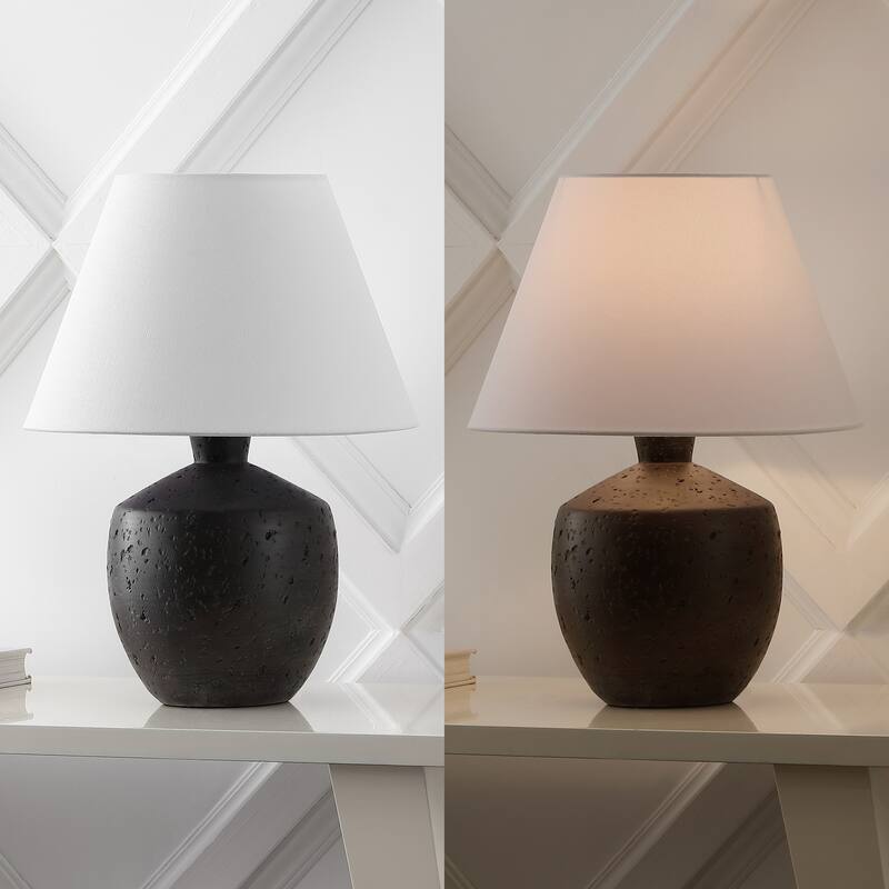 Myron 18" Minimalist Concrete Effect Resin/Iron LED Table Lamp (Set of 2), by JONATHAN Y