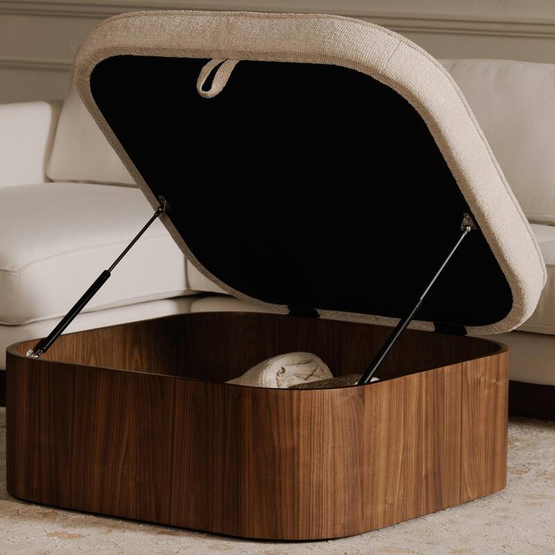 NADAAL STUDIOS Clarisse, Storage Ottoman With Upholstered Seat - 35"W x35"D x17"H