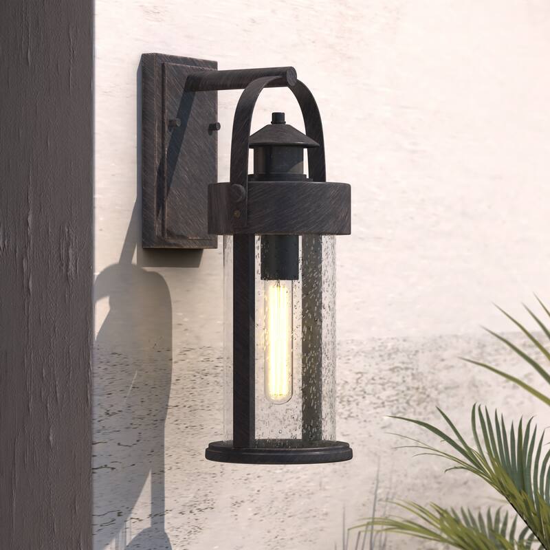 Cumberland Iron Motion Sensor Dusk-to-Dawn Outdoor Wall Light - 6-in W x 16-in H x 8-in D - Rust Iron - 6-in W x 16-in H x 8-in D