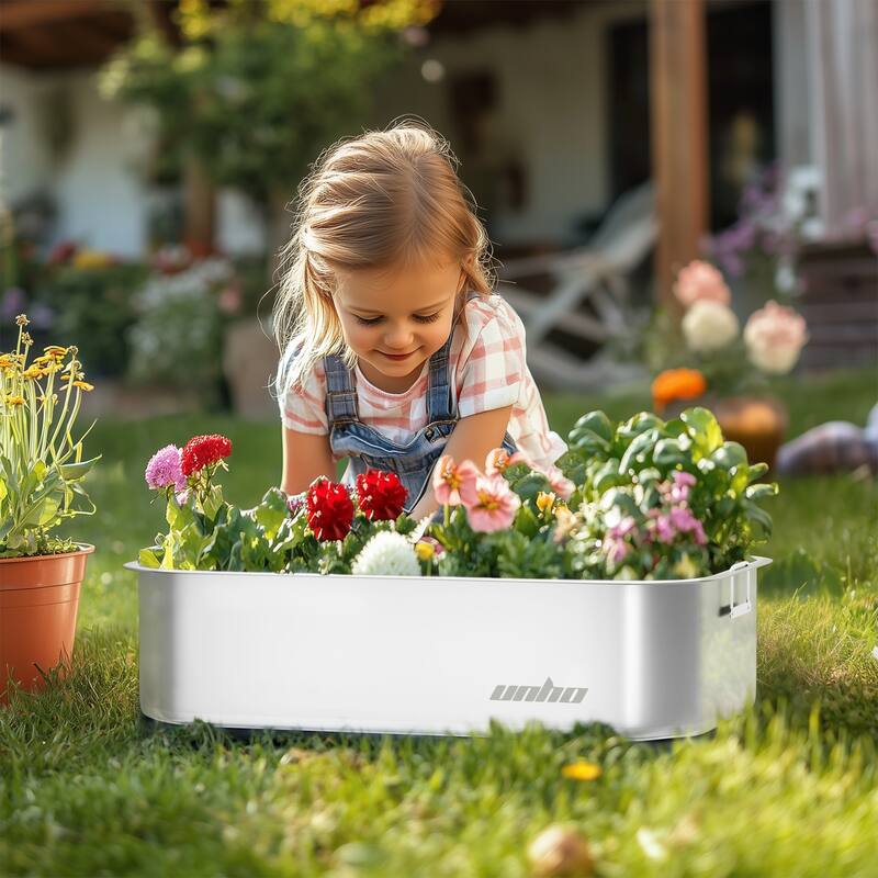 Stainless Steel Planter Box with Wire Handle Greenhouse Planting Box (set of 3)