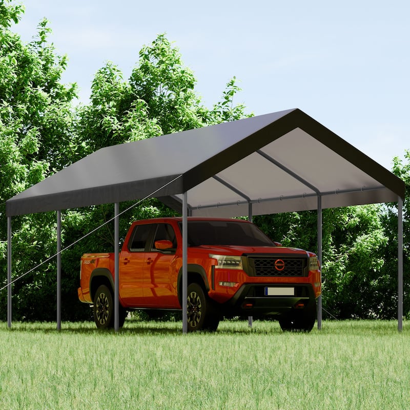 Futzca 10x20ft Heavy Duty Carport with UV Resistant Canopy - N/A - Grey