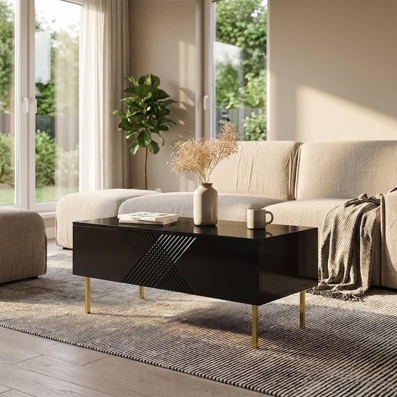 Meble Furniture Exito 03 47-Inch High Gloss Coffee Table - Modern European Design 19.3-Inch Height