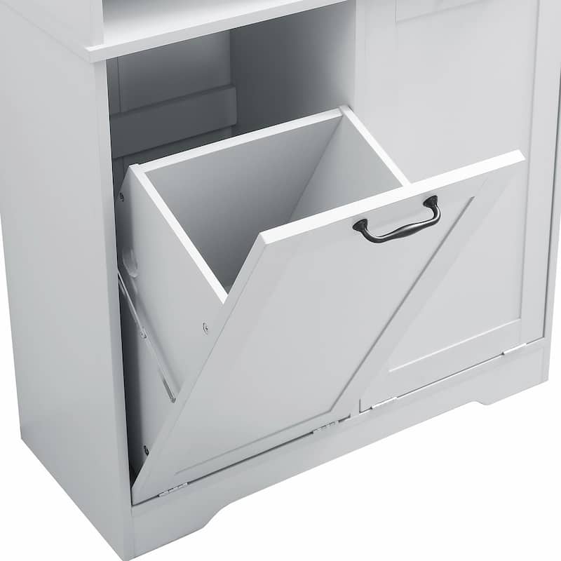 Bathroom Storage Cabinet with Doors and Drawers, Tilt-Out Laundry Hamper