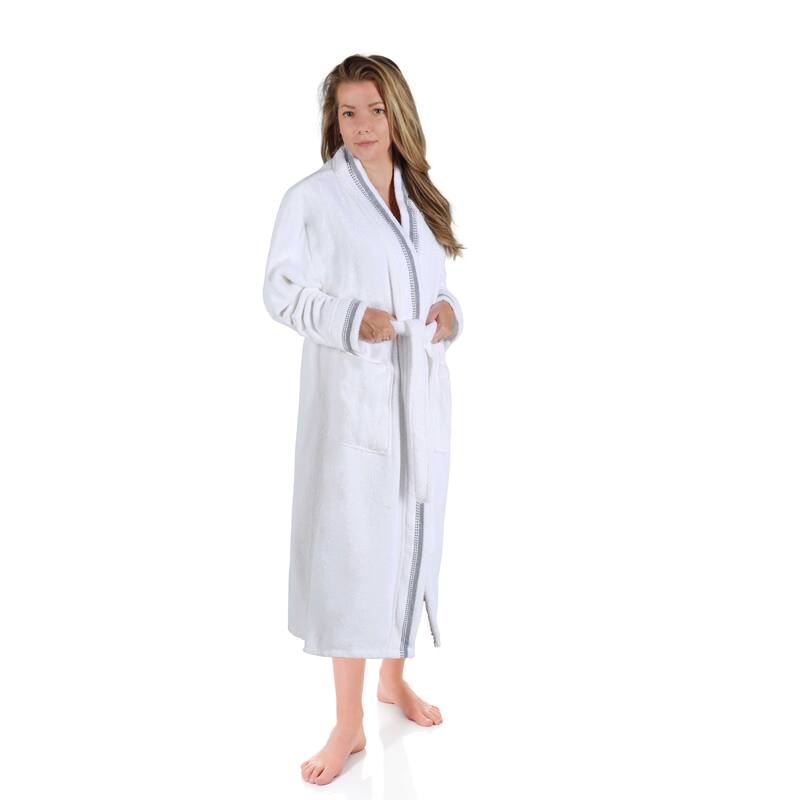 Superior Unisex Turkish Cotton Terry Kimono Bathrobe with Embroidery Robe