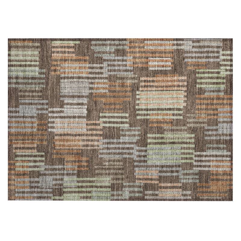 Machine Washable Indoor/ Outdoor Modern Pines Chantille Rug
