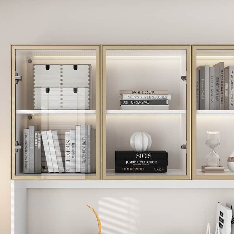 Sleek Tall Modular Display Cabinet with LED Lighting