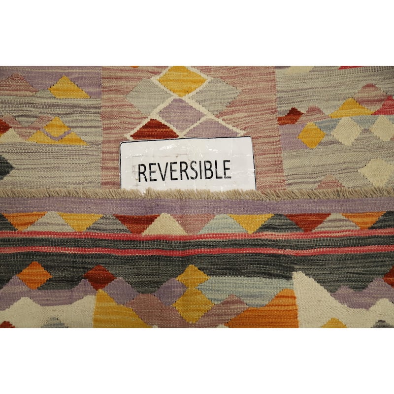 Hand Woven Oriental 100% Wool Carpet Southwestern Tribal Multi-Colored Kilim Area Rug - 6' 2'' X 4' 0''
