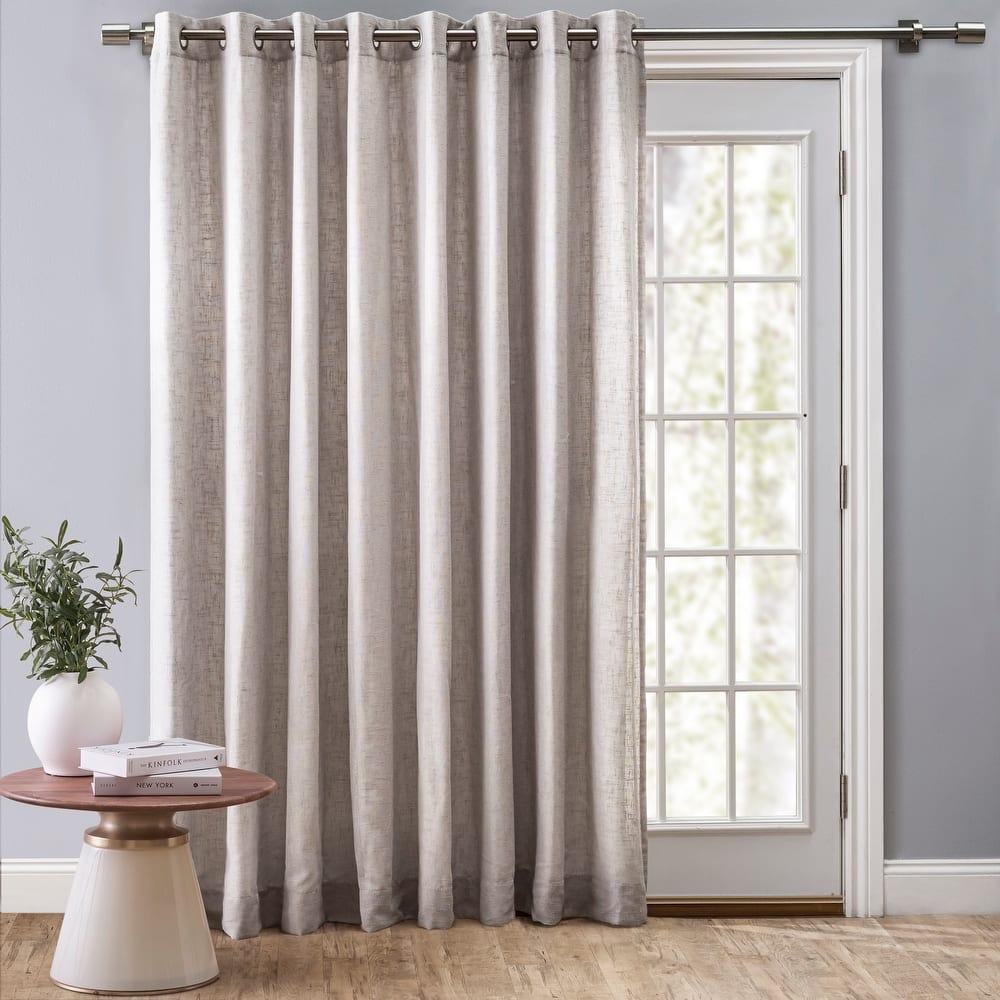 New Castle Gorgeous Slubbed Linen Lined Grommet Patio Curtain Panel