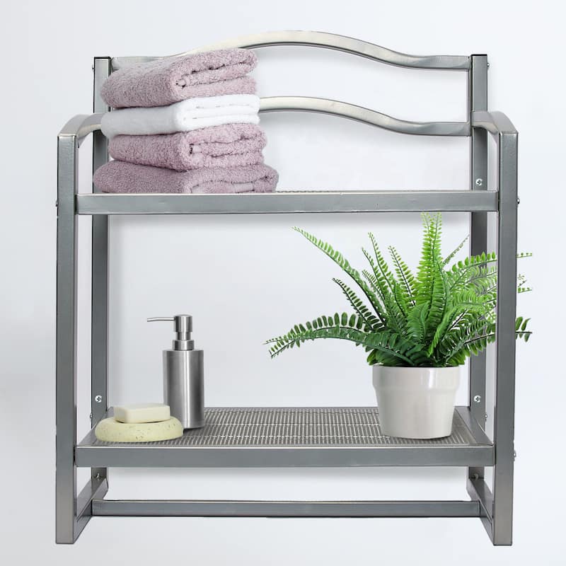 Household Essentials 2-Tier Metal Wall Mount Bathroom Storage Rack