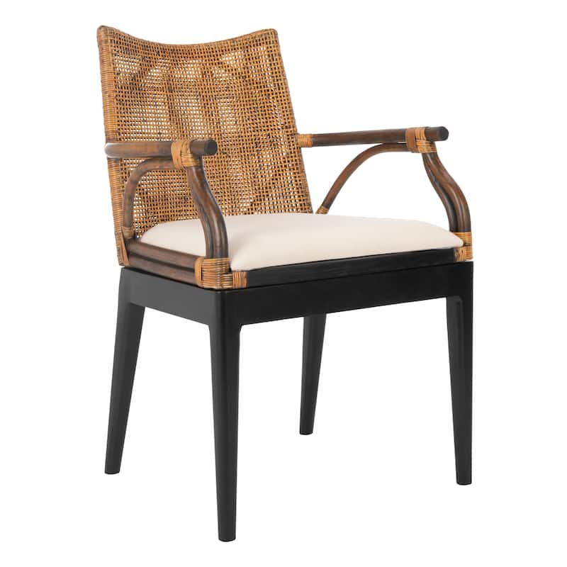 SAFAVIEH Vasatha Tropical Coastal Cushion Arm Chair - 21.5" W x 23.5" L x 32.3" H - 22"Wx24"Dx32"H