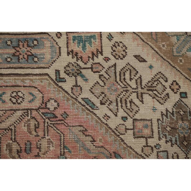 Hand Knotted Oriental 100% Wool Carpet Traditional Medallion Pink Tabriz Area Rug - 9' 9'' X 6' 8''