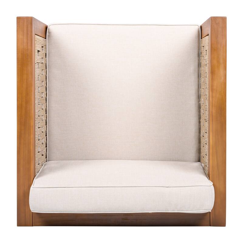 Oana Outdoor Acacia Wood Club Chair with Cushion by Christopher Knight Home