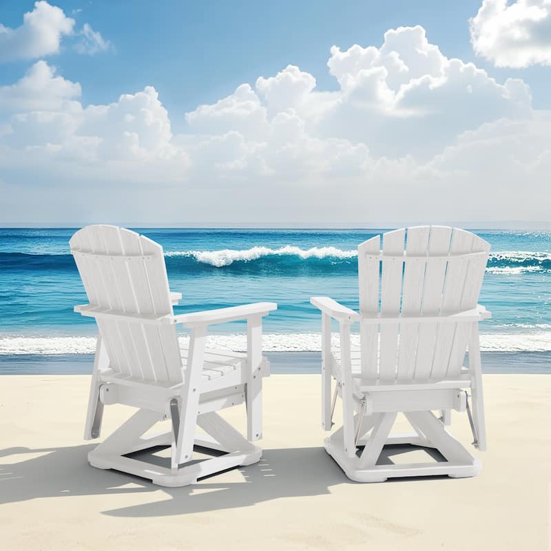 Set of 2 HDPE Adirondack Swivel Gliders, Outdoor Patio Chair Set