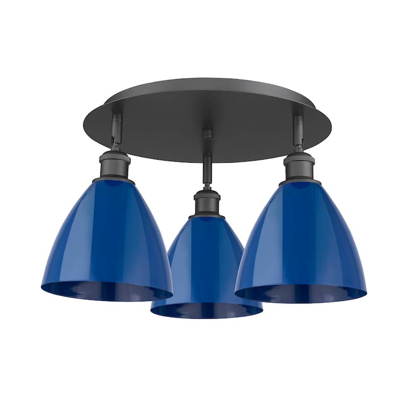Innovations Lighting Ballston - 3 Light 19" Flush Mount - Blue/Matte Black