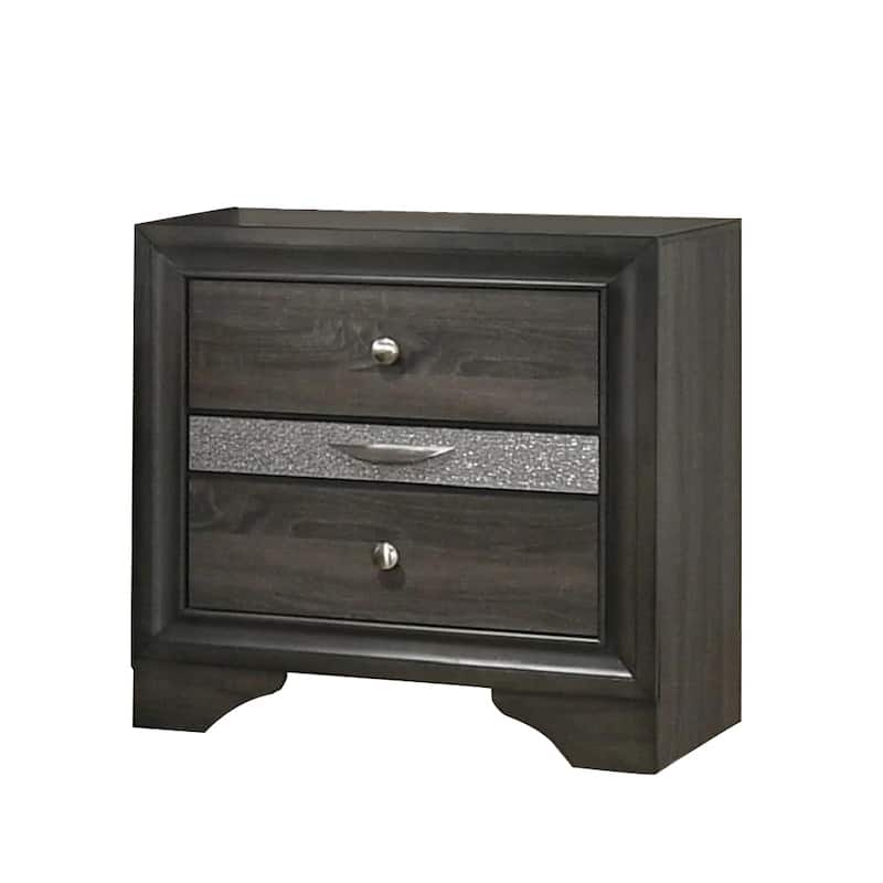 3 Drawers Wooden Nightstand with Nickel Round Knobs