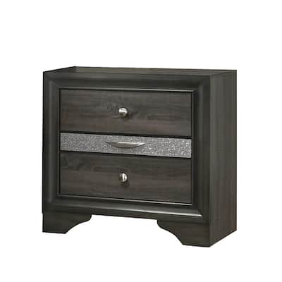 3 Drawers Wooden Nightstand with Nickel Round Knobs