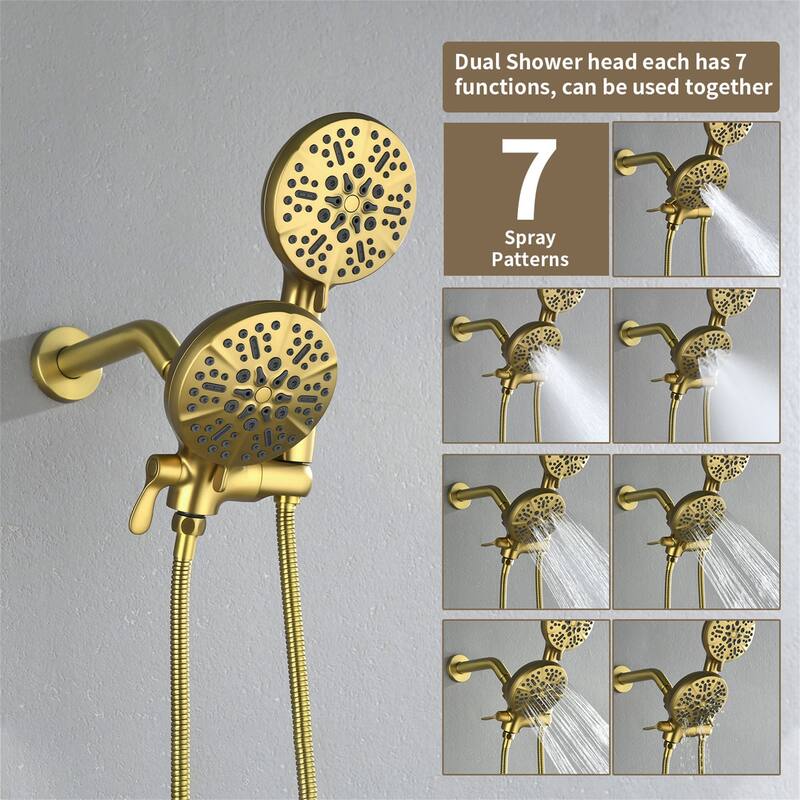 Wall Mounted High Pressure Shower System with Tub Spout Shower Faucet with Rain Shower Head and Handheld Spray
