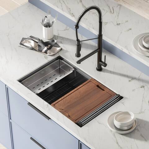 Tourner 30 x 19 Stainless Steel, Single Basin, Undermount Kitchen Workstation Sink