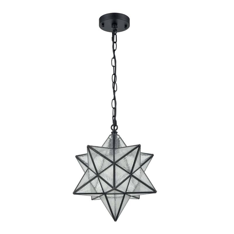 Sarzana Moravian Star Pendant Light 14-inch Seeded Glass Shade