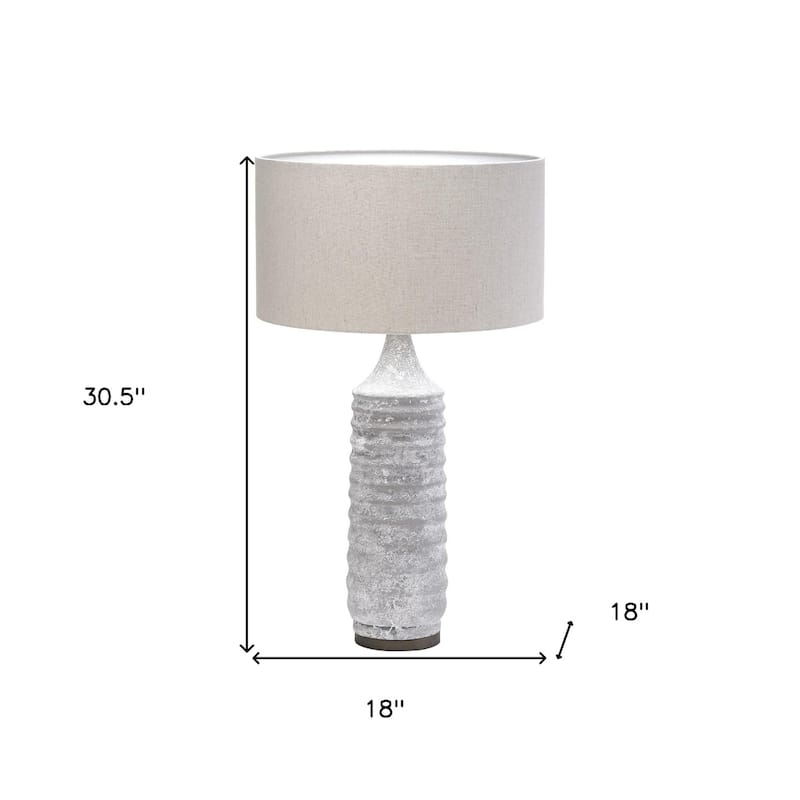 Grey Concrete Rustic Lamp Base with Slip UNO Fitter Large Size 3 Way Switch - 18” x 18” x 30.5” (D x W x H)