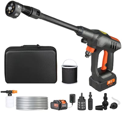Black Cordless Pressure Washer 21V with 6-in-1 Nozzle and Foam Pot