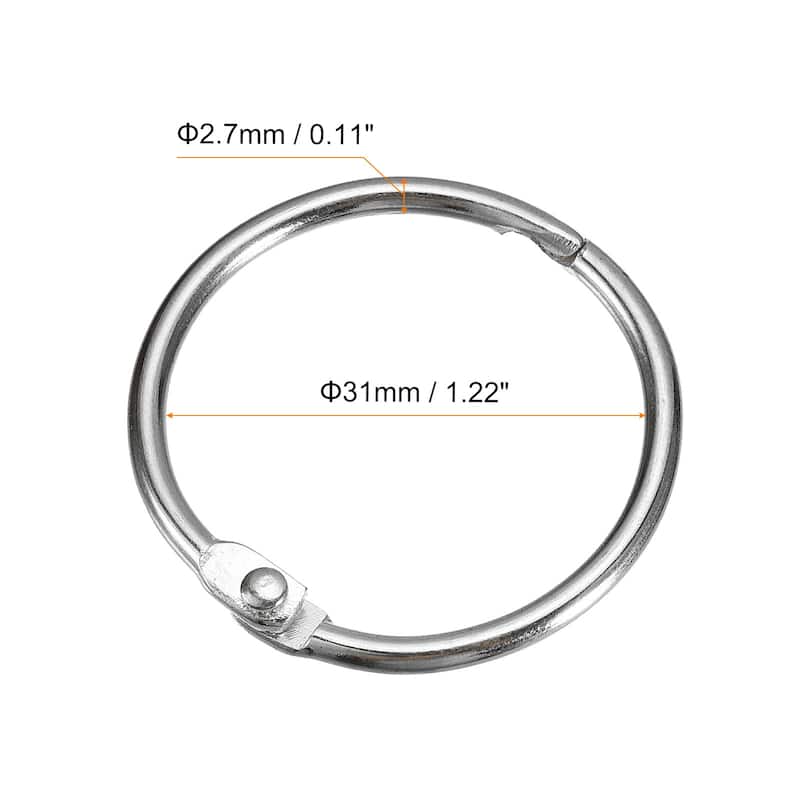 Shower Curtain Rings, 20pcs - Loose Leaf Binder Rings - Silver - 1.22 Inch