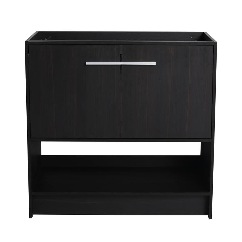 GDFStudio - Lisbon Modern Minimalist Freestanding Bathroom Vanity Cabinet with Soft Close Doors, Open Shelf, Sink NOT INCLUDED
