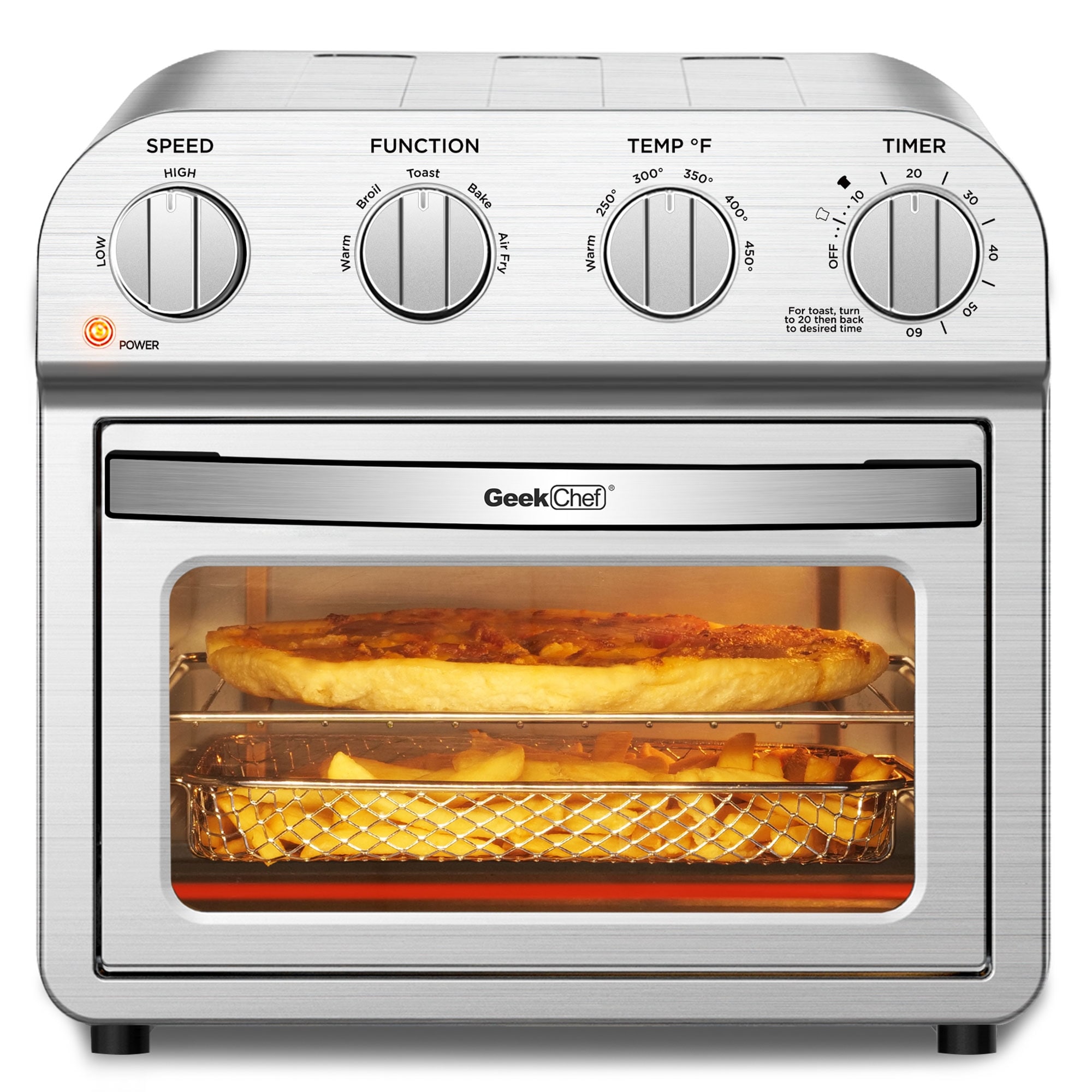 Chefman 1800-Watt 4-Slice Stainless Steel Air Fryer Toaster Oven