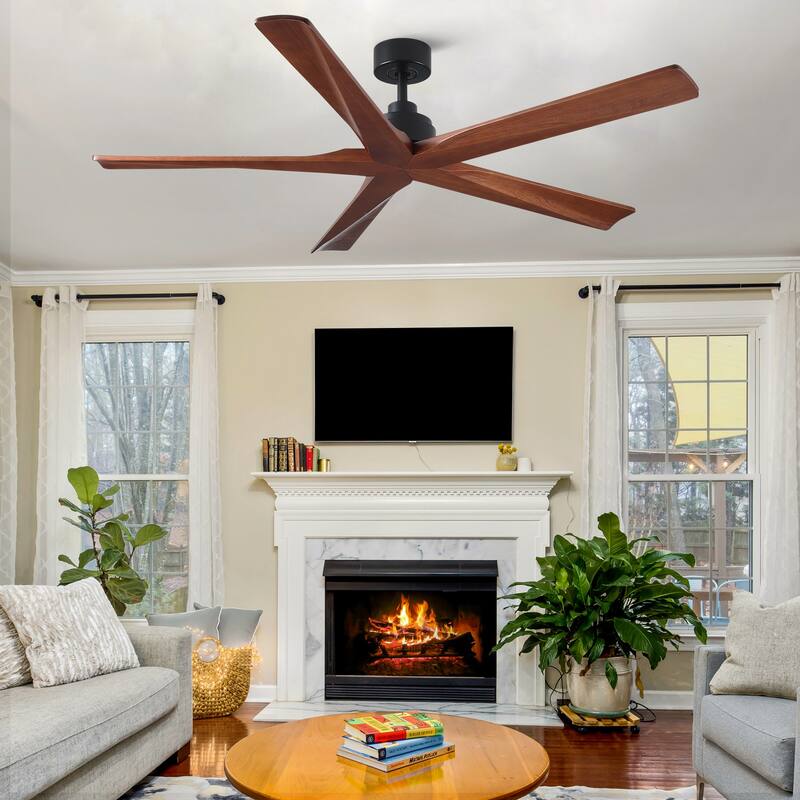 YUHAO SylvanAir Modern 52 in. Flush Mount Outdoor/Indoor Ceiling Fan with 3 Solid Wood Blades and DC Reversible Motor