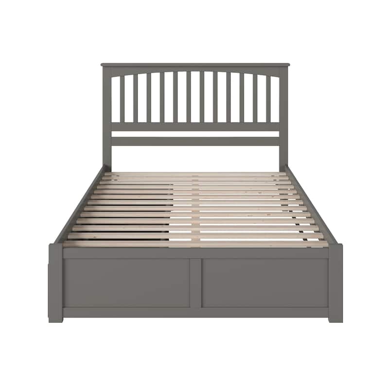 Mission King Platform Bed with 2 Drawers in Grey
