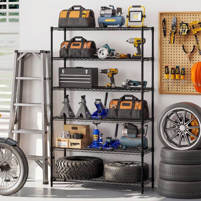 Gymax 6-Tier Metal Storage Shelving Unit w/V-Shaped Wire Rack for Home