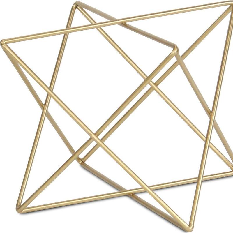 HomeRoots 7" Gold Metal Open Geometric Tabletop Sculpture - 9.50 in. x 7.00 in. x 9.50 in.