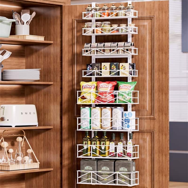 Over Door Pantry Organizer 8Tier Metal Pantry Organization - 4.72"D x 14.96"W x 69.09"H