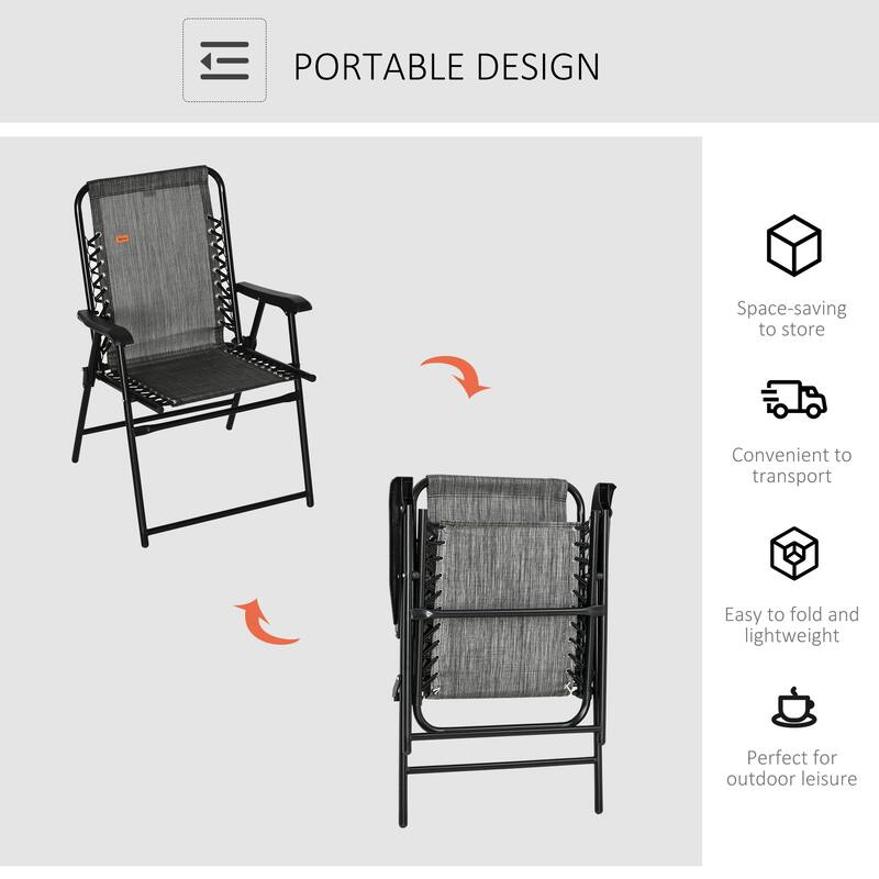 Outsunny Patio Folding Dining Chair, Outdoor Portable Armchair, Lawn Chair for Camping, Pool, Beach, or Deck