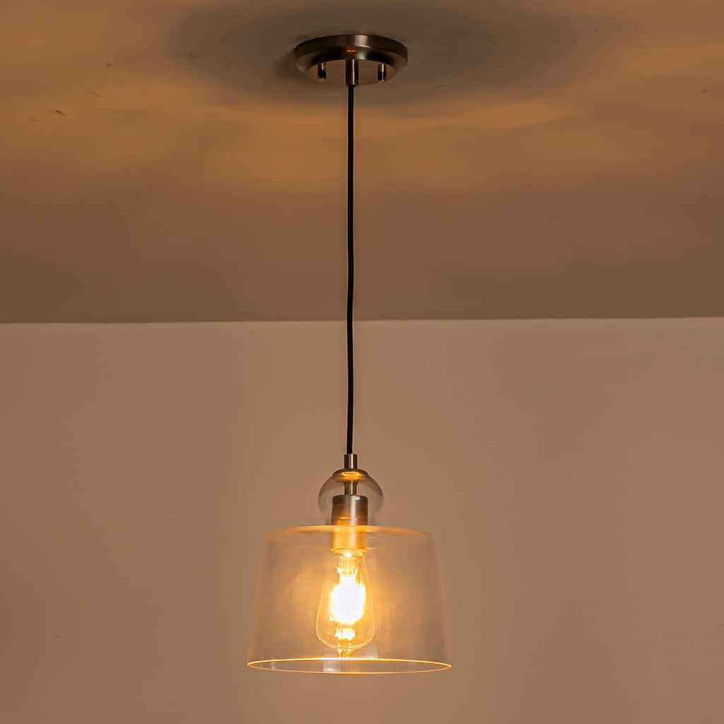 8.7" 1-Light Modern Mini Chrome/Gold/Matte Black Clear Glass Pendant Light for Kitchen Island Dining Room