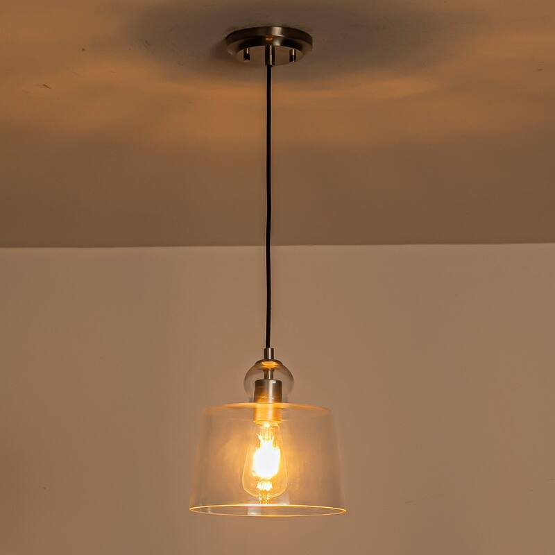 8.7" 1-Light Modern Mini Chrome/Gold/Matte Black Clear Glass Pendant Light for Kitchen Island Dining Room - 1 Light - Silver