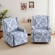 preview thumbnail 5 of 139, 29'' W Pattern Swivel Manual Push Back Recliner Chair Set of 2 Navy/ Linen