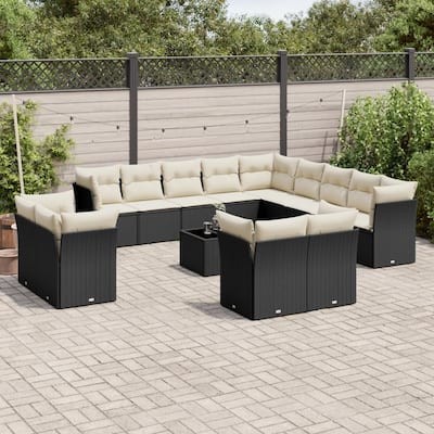 vidaXL Garden Sofa Set Black PE Rattan Large Modular Garden Sofa Set - 21.7 x 21.7 x 14.6