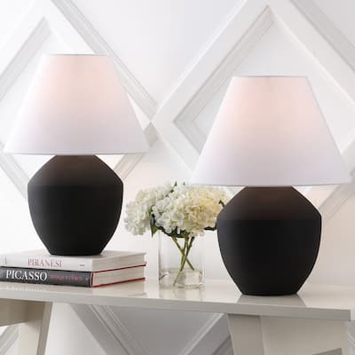 Ralf 20.5" Minimalist Scandinavian Resin/Iron LED Table Lamp (Set of 2), by JONATHAN Y