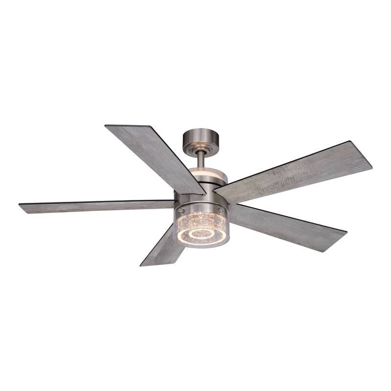 Ashford Brushed Nickel Ceiling Fan with Dual LED Light Kits and Remote - 52-in W x 15.5-in H x 52-in D