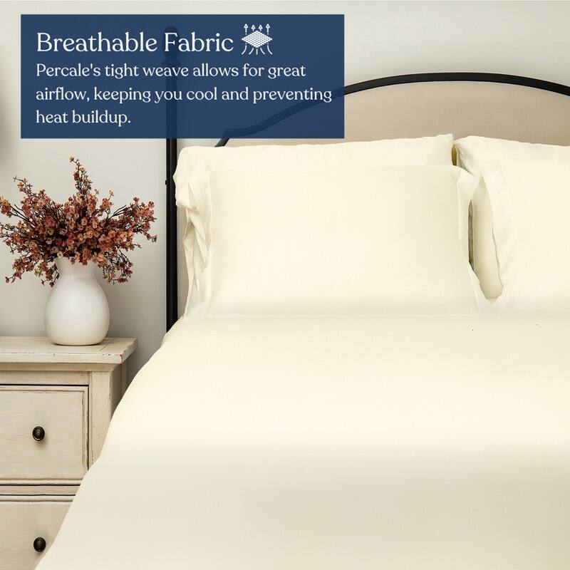 Delara GOTS Certified 100% Organic Percale Fitted Sheet Set, 400TC Long Staple Cotton, Moisture-Wicking, Smooth & Breathable