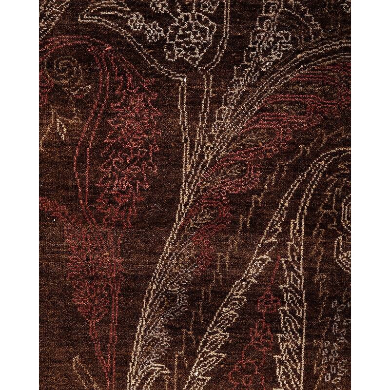 Ikat One-of-a-Kind Hand-Knotted Area Rug - Brown, 8' 2" x 10' 3" - 8' 2" x 10' 3"