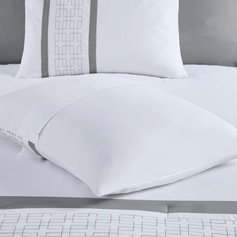510 Design Kingwood Navy/ White 8 Piece Embroidered Comforter Set