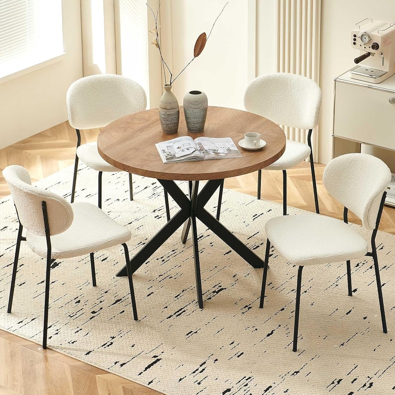 Howtai Round Kitchen Dining Chairs Upholstered,Metal Legs