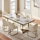 preview thumbnail 1 of 58, Modern Marble Dining Table with White Rectangular Tabletop Gold Stainless Legs, Dining Room Table